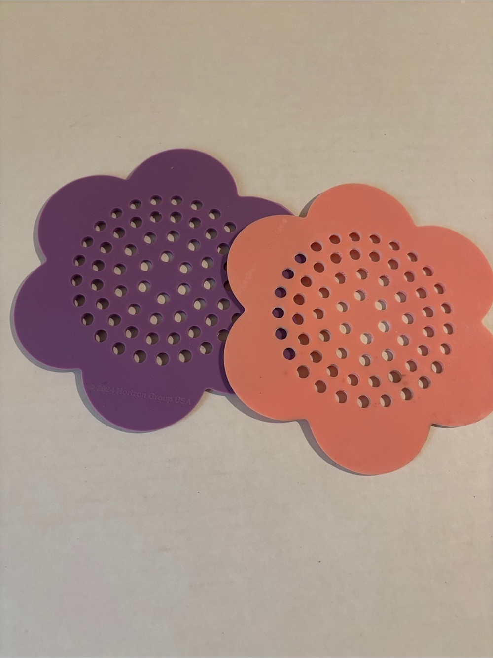 Flower Silicone Drain Covers - Purple and Coral
